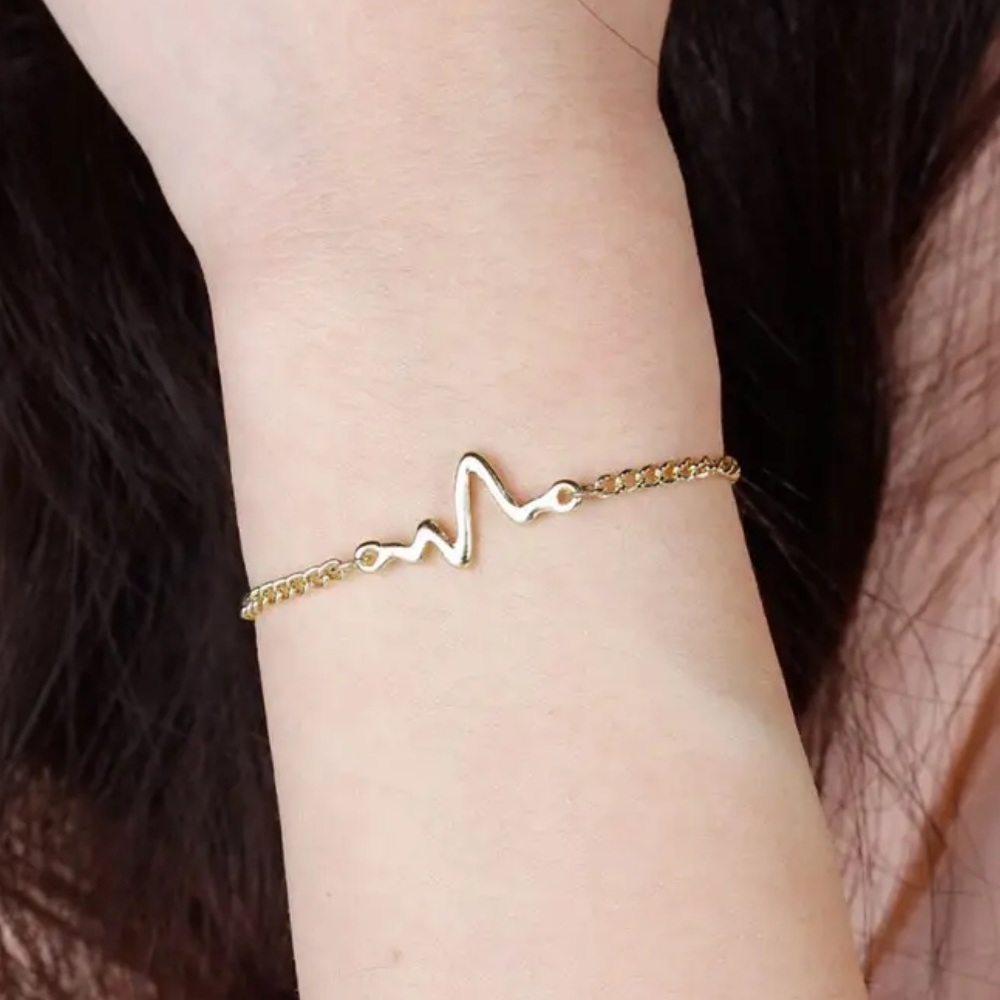 Gold Heartbeat Bracelet #B044